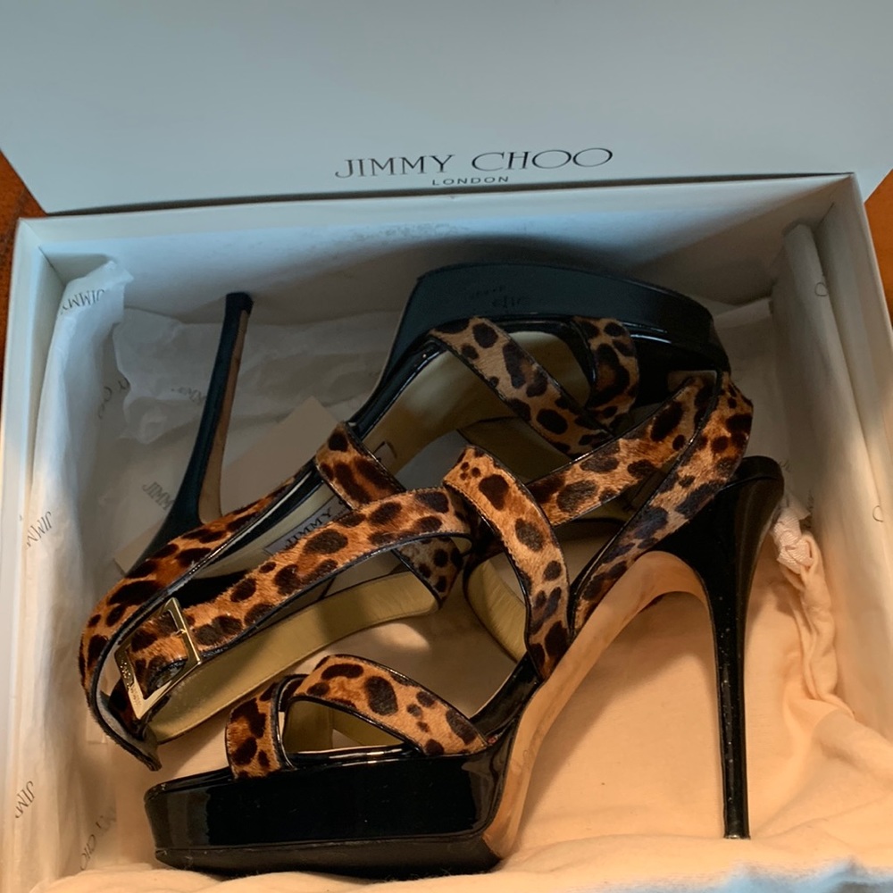 Used Jimmy Choo leopard heels/platform size 40.